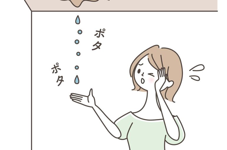 雨漏りで困っている女性